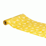 Chemin de table velours moutarde imprimé ginkgo 28cm x 3m