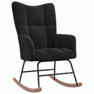 Décoshop26 - Fauteuil à bascule d'allaitement rembourré relax pour salon en velours noir DEC029064 - noir 3000257195891