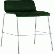 Décoshop26 - Tabouret de bar x1 dossier bas 4 pieds en métal chromé assise en velours vert 10_0005947 - métal 3000265309891