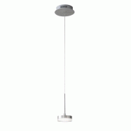 Dunk - Suspension simple en aluminium satiné de Fabas Luce - LED 8W dimmable, design moderne - gris 8019282067214
