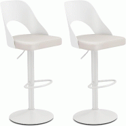 Ensemble de 2 tabourets de bar COSTWAY, chaises de bar pivotantes à 360°, chaises pivotantes réglables en hauteur - blanc métal VH34959IT-4