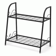 Helloshop26 - Étagère à 2 niveaux pour plantes 63 x 30,5 x 61,5 cm structure stable et polyvalente style moderne en fer noir 20_0021086 - noir mét