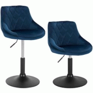 Helloshop26 - Lot de 2 tabourets de bar en velours bleu 19_0000248 - 3000242288980 Helloshop26 - Lot de 2 tabourets de bar en velours bleu 19_0000248 - 3000242288980