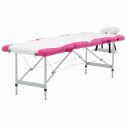 Helloshop26 - Table de massage pliable 4 zones Inox blanc et rose 02_0001842 - rose aluminium 3000089281533