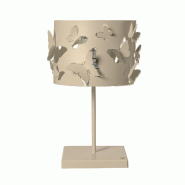 Lampe de table Farfallosa 20x20x37,2 cm en fer perforé avec papillons en relief Effet lumineux Douille E27 Made in Italy Crème - beige 8052691673188