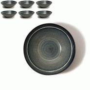 MAISON TILA ART DE RECEVOIR Maison Tila Assiettes creuses 19cm, set de 6 pièces, Collection Terra - bleu Grès 3760099522780