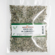 MesZépices - Gros sel de Camargue à l'ail et au basilic - Sachet de 1 kg - 3662310006836