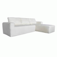 Oviala Business Oviala Canapé d'angle droit 4 places en tissu bouclette avec méridienne écru - blanc polyester 114179