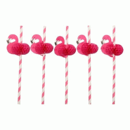 Papstar 50 pailles, papier Ø 6 mm - 20 cm rose "Flamingo" - 48239085