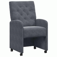 VidaXL Chaises de Salle à Manger avec Roues 2 pcs Gris foncé Velours Modèle Atlas Ligne - 42017867