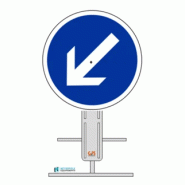 B21a2 - Contournement obligatoire par la gauche sur pied temporaire (flèche orientable)