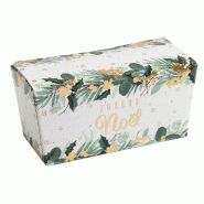Ballotin "Joyeux Noël" blanc houx et or 250g 11,8x6,3x5,9cm - par 25