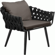 CLP Fauteuil de jardin Naxos anthracite avec coussin d'assise Métal HBT: 77x61x60 cm Gris - gris métal 328319