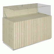 Comptoir vitrine fond bois Vertigo T03 MDF naturel et érable 120x60x93cm
