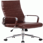 Décoshop26 - Fauteuil de bureau en synthétique bordeaux avec assise rembourrée pivotant 10_0000887 - 3000725969603