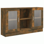 Helloshop26 - Armoire à vitrine bois d'ingénierie élégant grand espace de rangement 120 x 30,5 x 70 cm en bois chêne fumé 02_0048221 - verre 300