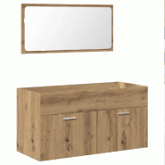 Helloshop26 - Armoire de salle de bain avec miroir 90 x 38,5 x 46 cm rangement pratique murale en bois d'ingénierie chêne artisanal 02_0050874 - Boi