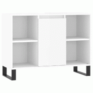 Helloshop26 - Armoire de salle de bain moderne avec compartiment et étagères 80 x 33 x 60 cm en bois d'ingénierie blanc brillant 02_0049065 - blanc