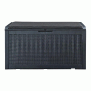 Helloshop26 - Coffre de jardin 122 x 55 x 65 cm noir effet rotin 03_0009281 - 3000224606474