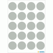 HERMA 100 pastilles adhésives coloris gris, Ø 19 mm (5 feuilles 9x16 / cdt) - 1888