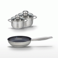 Lot Poêle 28 cm & 2 Faitouts 12/14 cm Elo Profi Therm Platinum - gris inox 3176239989120