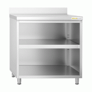 Meuble bas inox ouvert 800x600 mm adossée PREMIUM - GOLDINOX - gris inox 3701770809059