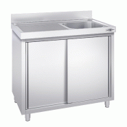 Plonge inox 1 bac et égouttoir sur placard - P 600 mm -_0