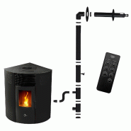 Poêle à granulés d’angle étanche Iseos 12,2 kW Noir Sannover + Kit d’installation - noir acier 3760401213931