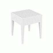 SIESTA EXCLUSIVE Table d'appoint d'extérieur Miami Lounge Side Table Effet Rotin Blanc - blanc plastique polypropylène SP-SI-858WH