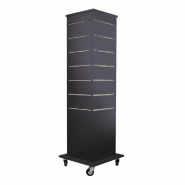 Tour rainurée 4 faces sur roulette anthracite - 51x51x165cm - idéale pour petits articles et petits présentoirs