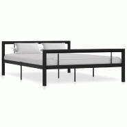 VidaXL Cadre de lit sans matelas noir et blanc métal 140x200 cm Modèle Werlénis - 284553