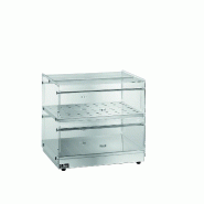 Vitrine neutre à 2 étages. Structure en acier inoxydable. Dispositif d'humidification. Dimensions : 85x35x40(h) cm. FORCAR Modèle VBN4786 - 3179