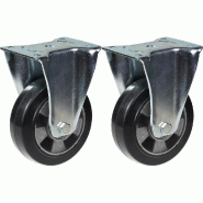 152mm 6" roulette caoutchouc noir fixe forte capacité 660kg, jeu de 2 152mm 6" roulette caoutchouc noir fixe forte capacité 660kg, jeu de 2