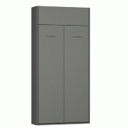 ARMOIRE LIT ESCAMOTABLE DYNAMO GRIS MAT OUVERTURE ASSISTÉE COUCHAGE 90*200 CM