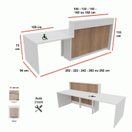 Bureau d'accueil PMR 1 personne Eira avec option LED - Mobel Linea - 222, Gauche, Oui, Blanc / acacia clair Bureau d'accueil PMR 1 personne Eira avec option LED - Mobel Linea - 222, Gauche, Oui, Blanc / acacia clair