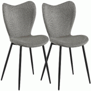 CLP Lot de 2 Chaises de Salle a Manger Maika Tissu HBT: 80x50x58 cm Gris Tissu - gris textile 328538