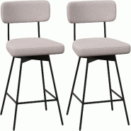 COSTWAY Lot de 2 tabourets de bar pivotants, tabourets de bar rembourrés avec dossier et repose-pieds - beige métal VH33844NQ-4