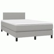 Décoshop26 - Cadre de lit LED avec sommier tête de lit matelas surmatelas 120x200 cm tissu gris clair TDL0207893 - gris 3001242888002