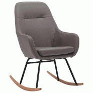 Décoshop26 - Fauteuil à bascule d'allaitement rembourré relax pour salon en tissu gris clair DEC028952 - gris 3000257135088