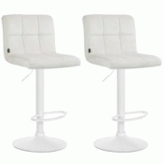 Décoshop26 - Lot de 2 tabourets de bar en velours crème avec coutures décoratives pied en trompette métal blanc 10_0004401 - blanc 3000252084657 Décoshop26 - Lot de 2 tabourets de bar en velours crème avec coutures décoratives pied en trompette métal blanc 10_0004401 - blanc 3000252084657