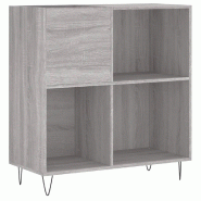 Helloshop26 - Armoire à disques pratique rangement vinyles 84,5 x 38 x 89 cm style industriel en bois d'ingénierie gris 02_0049173 - gris Bois massi
