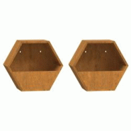 Helloshop26 - Jardinière bac lit surélevé plantes fleurs jardin terrasses murales lot de 2 Rouillé acier corten 30 x 10 x 25 cm 02_0039116 - 30002