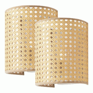 Helloshop26 - Lot de 2 appliques murales E27 20 x 16 x 12 cm blanc aspect rotin 03_0009595 - blanc métal 3000224771363
