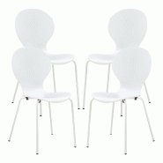 Helloshop26 - Lot de 4 chaises de salle à manger 85 x 48 x 50 cm moderne design robuste blanc 03_0009816 - blanc 3000224882717