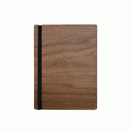 Hungry Club Porte Menu en bois à élastique A5 « Le Demi Tendu » - Noyer - Élastique Noir - Bois massif PM-DT-A5-NO-EN