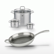 Lot Poêle 32 cm & 3 Faitouts Elo Relief Evolution - gris inox 3176239955378