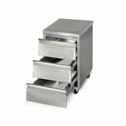 Meuble inox 3 tiroirs 500 x 600 mm sur roulettes / GOLDINOX - gris inox 3701770820726