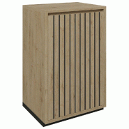 Meuble Vertigo T03 2 tiroirs à l'anglaise  MDF noir et chêne clair 60x47x93cm