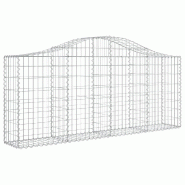 Panier de gabions clôture cage mur de soutènement arqué 200 x 30 x 80/100 cm fer galvanisé Argent 02_0040016 - métal 3000218917524