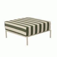 Pouf rayé pour salon de jardin modulable en tissu vert kaki - vert aluminium 114816